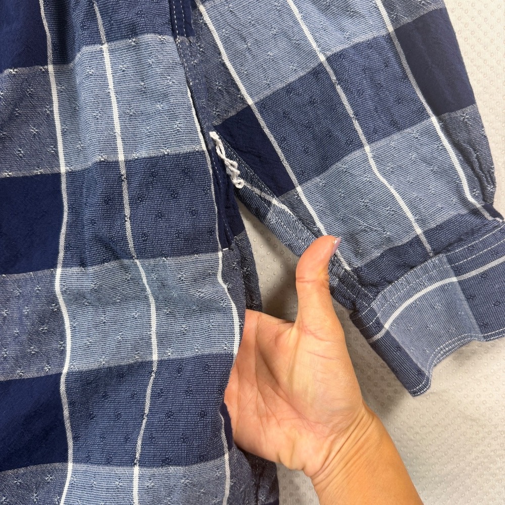 Lands End Dress Womens 1X Plaid Flannel Shirt Dress Blue Long Sleeve Cotton - Picture 7 of 15